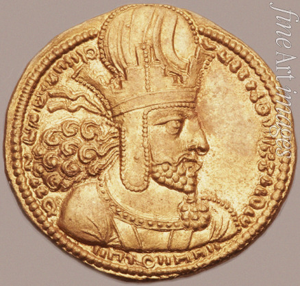 Sassanian Art - Gold Dinar with Bust of Shapur I the Great