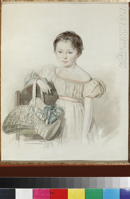Sokolow Pjotr Fjodorowitsch - Bildnis eines Mädchens mit Hut in der Hand