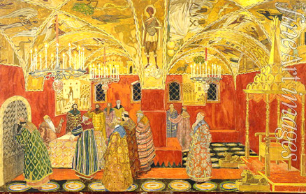 Golowin Alexander Jakowlewitsch - Im Kreml. Bühnenbildentwurf zur Oper Boris Godunow von M. Mussorgski