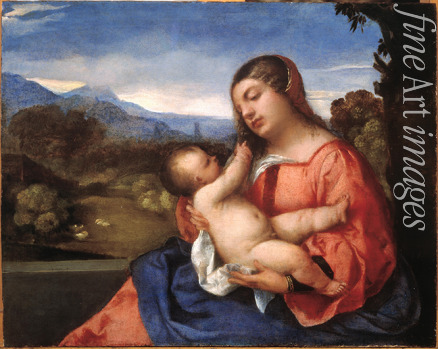 Tizian - Madonna und Kind in einer Landschaft