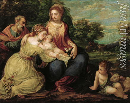 Schiavone Andrea - Die Heilige Familie mit der heiligen Katharina und Johannesknaben