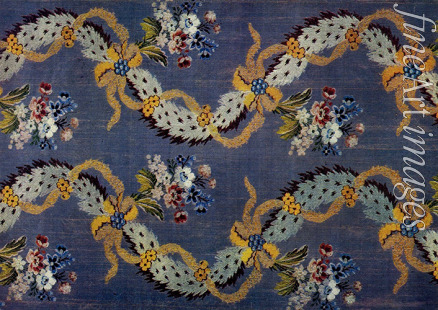 Russian Applied Art - Silk fabric Changeant, hand-printed