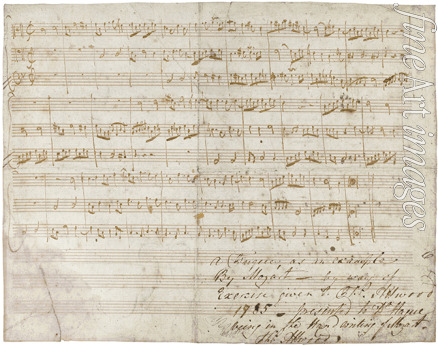 Mozart Wolfgang Amadeus - The autograph manuscript of a three-part Fugue in C, K. deest