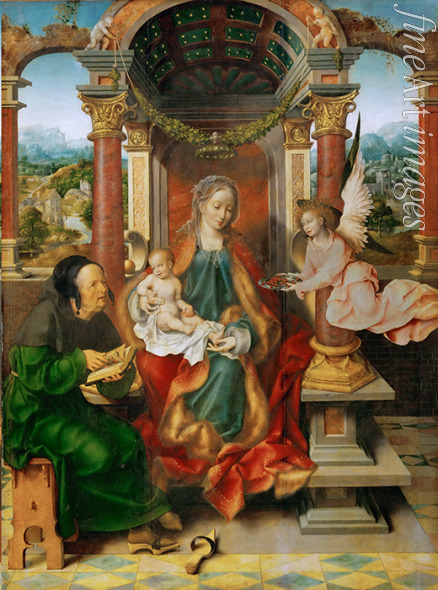 Cleve Joos van - Madonna und Kind mit heiligen Josef (Flügelaltar, Mitteltafel)