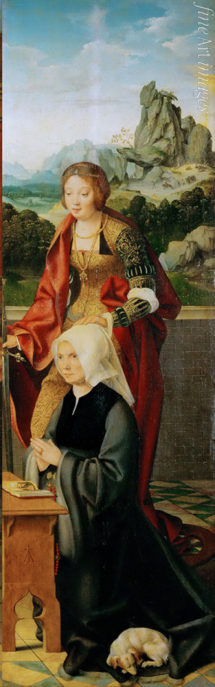 Cleve Joos van - Heilige Katharina mit Stifterin (Flügelaltar, rechte Tafel)