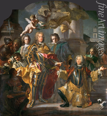 Solimena Francesco - Karl VI. und Gundacker Graf Althann (Gundaker Althann überreicht Karl VI. das Inventar der kaiserlichen Kunstsammlungen)