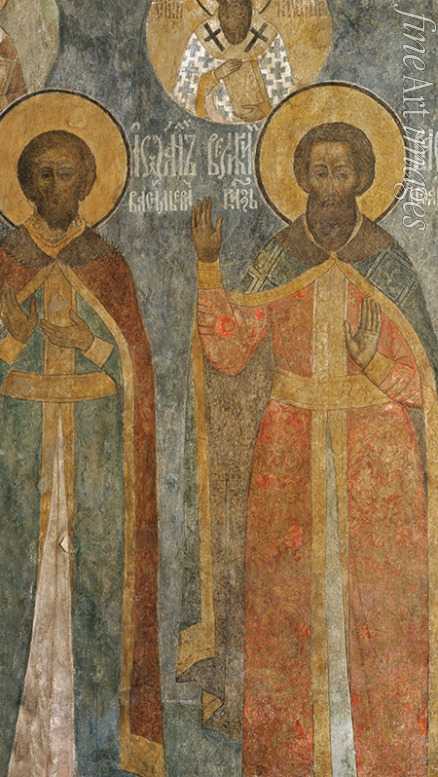 Ancient Russian frescos - Grand Princes Ivan III Vasilyevich and Vasily II the Dark