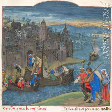 Netherlandish master - Boats readied for departure at Martigny on the river Dranse in Switzerland. From 