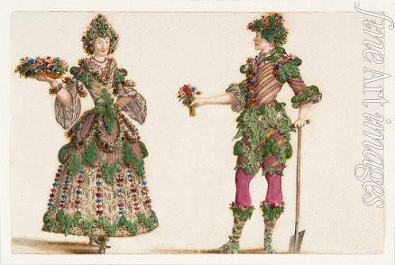 Burnacini Lodovico Ottavio - Gardeners. Costume design for Carnival celebrations of the Vienna court