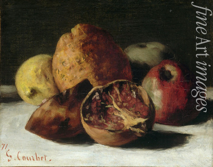 Courbet Gustave - Still Life with fruits: apples and pomegranates