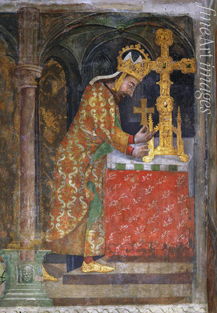 Unbekannter Künstler - Kaiser Karl IV. legt einen Splitter vom Heiligen Kreuz in das Kreuz-Reliquiar ein