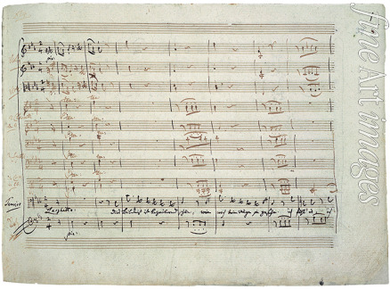 Mozart Wolfgang Amadeus - Autograph: Die Zauberflöte. Beginn der Arie 
