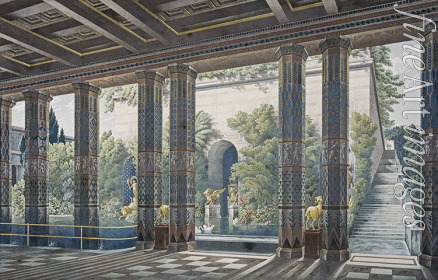 Schinkel Karl Friedrich - The Orianda Palace in the Crimea. Perspective View of the Grand Pool to the North of the Imperial Garden Court