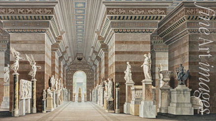 Schinkel Karl Friedrich - The Orianda Palace in the Crimea. Crimean Museum, Beneath the Temple Pavillion in the Centre of the Palace Complex
