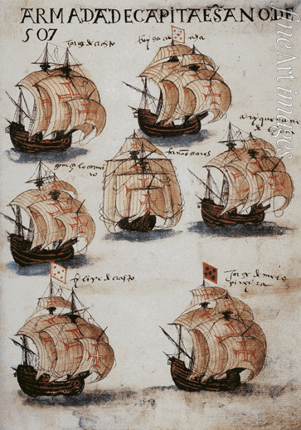 Anonymous - The fleet of Vasco da Gama in 1502. From Livro de Lisuarte de Abreu