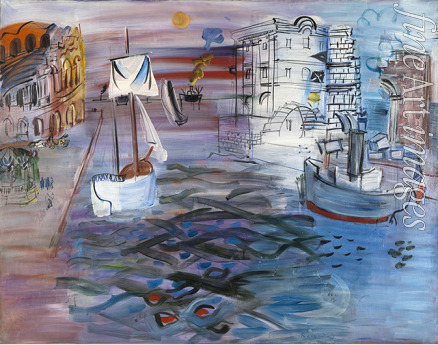Dufy Raoul - Hafen mit Segelboot. Hommage an Claude Lorrain
