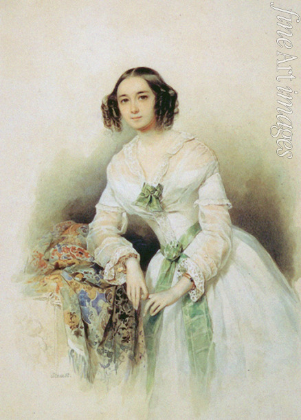 Sokolow Pjotr Fjodorowitsch - Porträt von Fürstin Olga Alexejewna Golizyna, geb. Schtscherbatowa (1829-1879)