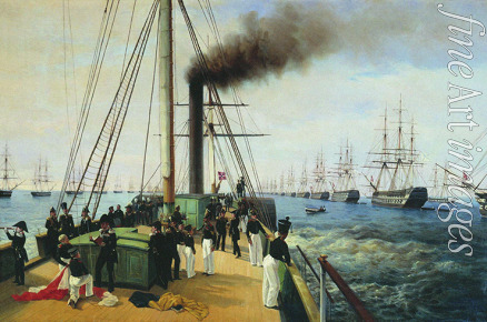 Bogoljubow Alexei Petrowitsch - Die Besichtigung der Baltischen Flotte durch den Kaiser Nikolaus I. auf dem Dampfer 
