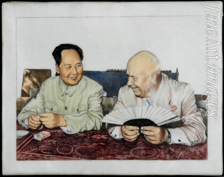 Unbekannter Künstler - Nikita Chruschtschow und Mao Zedong