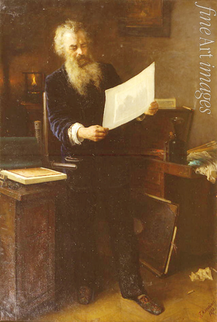 Myasoedov Grigori Grigoryevich - The first impression. Portrait of the artist Ivan Shishkin (1832-1898)