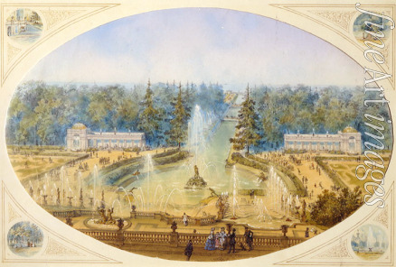 Charlemagne Jules - View of the Grand Cascade from terrace of the Grand Peterhof Palace