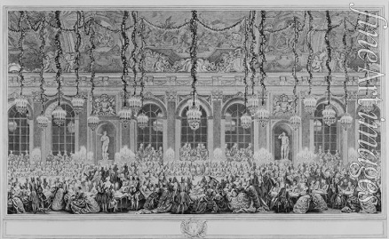 Cochin Charles-Nicolas der Jüngere - Dekoration der Spiegelgalerie in Versailles anlässlich der zweiten Hochzeit des Dauphins am 9. Februar 1747