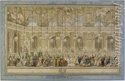 Cochin Charles-Nicolas der Jüngere - Dekoration der Spiegelgalerie in Versailles anlässlich der Hochzeit des Dauphins am 14. Februar 1745