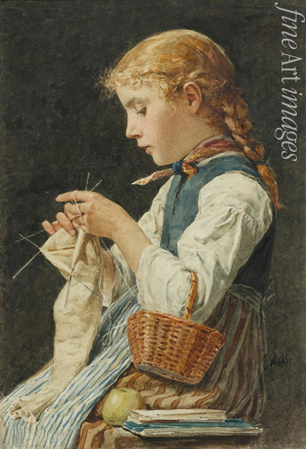 Anker Albert - Girl Knitting