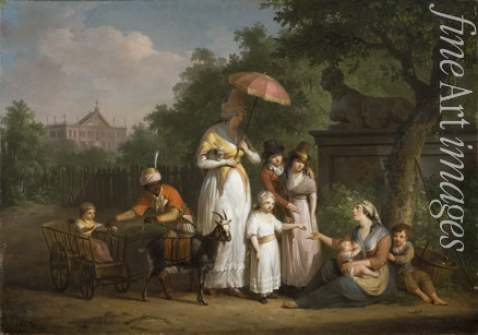 Van Bree Mattheus Ignatius - A Noble Family Distributing Alms in a Park