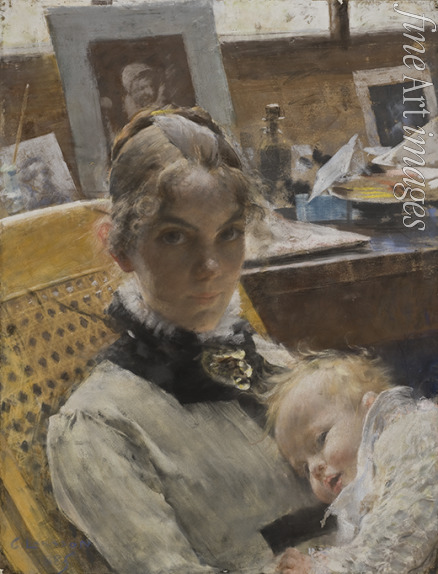 Larsson Carl - Studio Idyll. The Artist's Wife and their Daughter