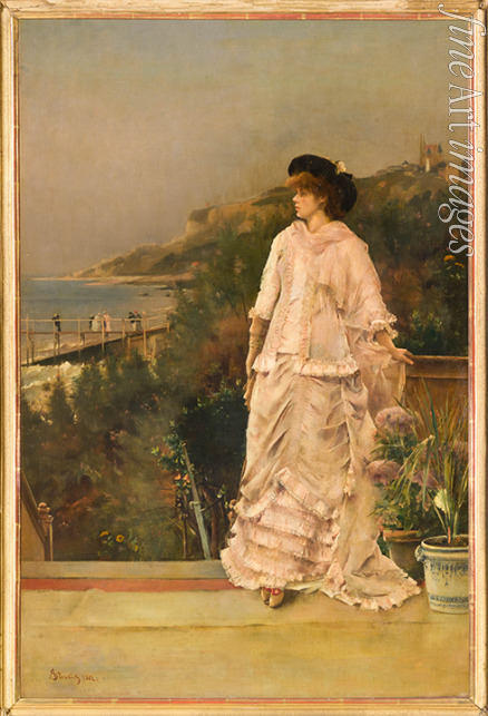 Stevens Alfred - Frau auf einer Terrasse am Meer