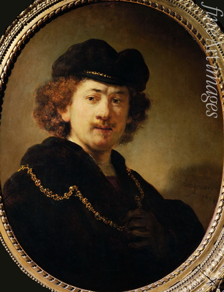 Rembrandt van Rhijn - Self-Portrait with Beret and Gold Chain