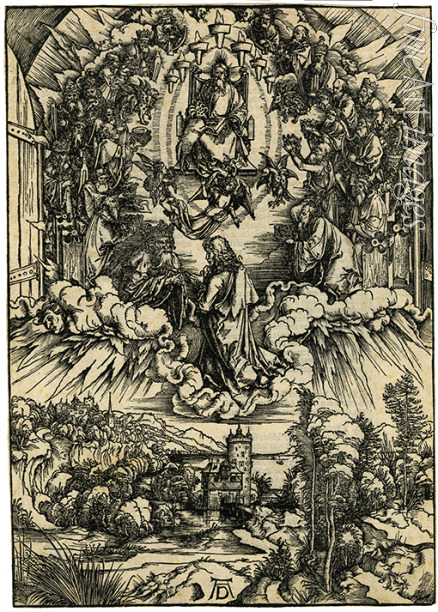 Dürer Albrecht - Saint John kneeling before Christ and the twenty-four elders. From Apocalypsis cum Figuris