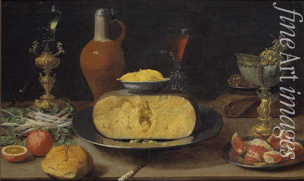 Van Es Jacob Foppens - Frühstück-Stillleben mit Käse und Becher