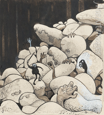 Bauer John - Trolls amongst the stones. Illustration for 