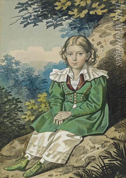 Hampeln Carl von - Portrait of the Sergey Petrovich Ushakov (1828-1894) as child
