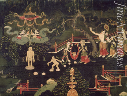 Unbekannter Künstler - Szene aus dem Leben des Buddha, seine Geburt und seinen ersten sieben Schritte