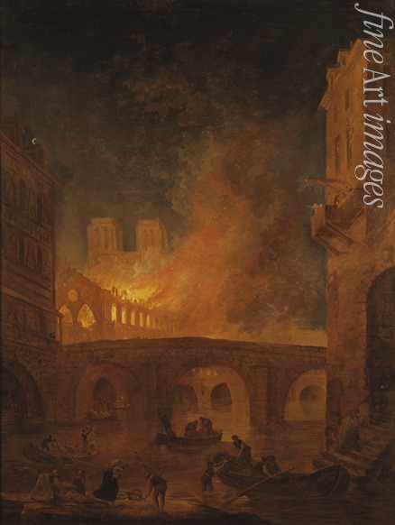 Robert Hubert - The Fire of Hôtel-Dieu in Paris