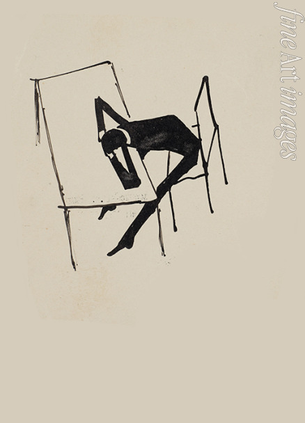 Kafka Franz - Man at a table. Illustration for the novel 
