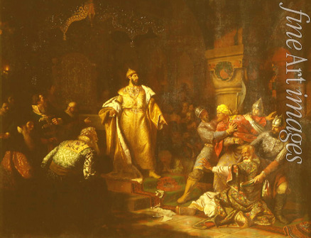 Shustov Nikolai Semyonovich - Tsar Ivan III tearing to the deed of Tatar Khan