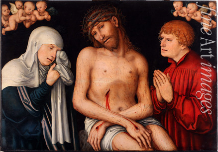 Cranach Lucas the Elder - Christ as the Man of Sorrows flanked by the Virgin and St John with Angels
