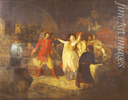 Dmitriev-Orenburgsky Nikolai Dmitrievich - At the wedding of Vasili the Dark his mother pulls the golden belt from Prince Vasili the Cross-Eyed