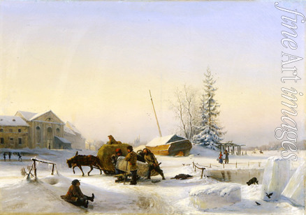 Lagorio Lev Felixovich - Ice transport (Winter view of the formerly Wine Village on Vasily Island in St. Petersburg)