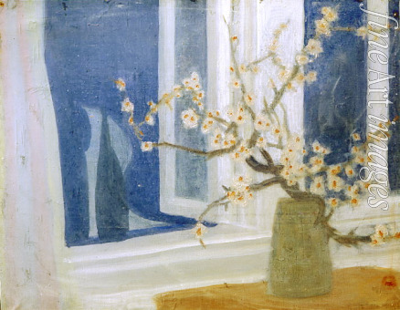 Sokolov Alexei Dmitrievich - A branch of almond-tree (Blue still life)