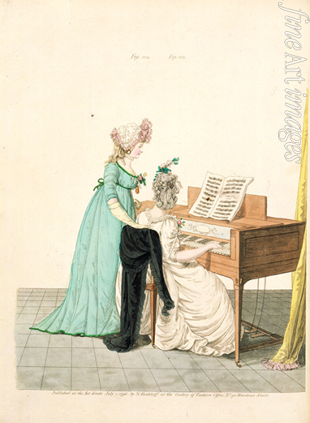 Heideloff Nikolaus - Damen am Klavier, aus der Gallery of Fashion