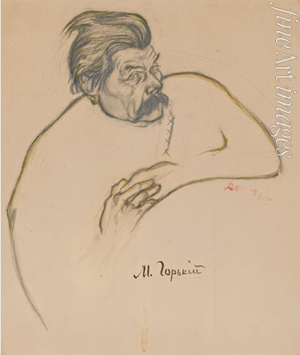 Deni (Denissow) Viktor Nikolaewitsch - Porträt des Schriftstellers Maxim Gorki (1868-1939)