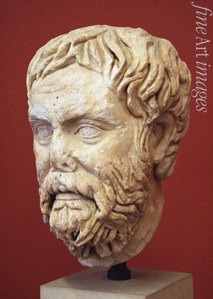 Römische Antike Kunst Klassische Skulptur - Kopf von Pyrrhon von Elis (Römische Kopie nach griechischem Original)