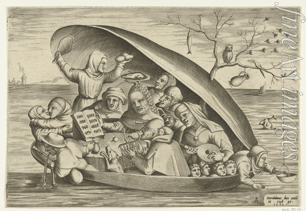 Heyden Pieter van der - Spassmacher in einer Muschel auf See