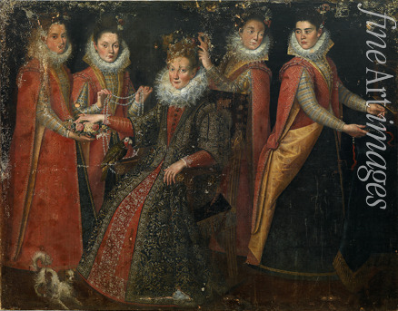 Fontana Lavinia - Portrait of five women with a dog and parrot