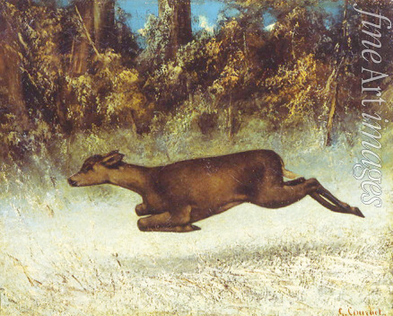 Courbet Gustave - Sprung einer Damhirsch